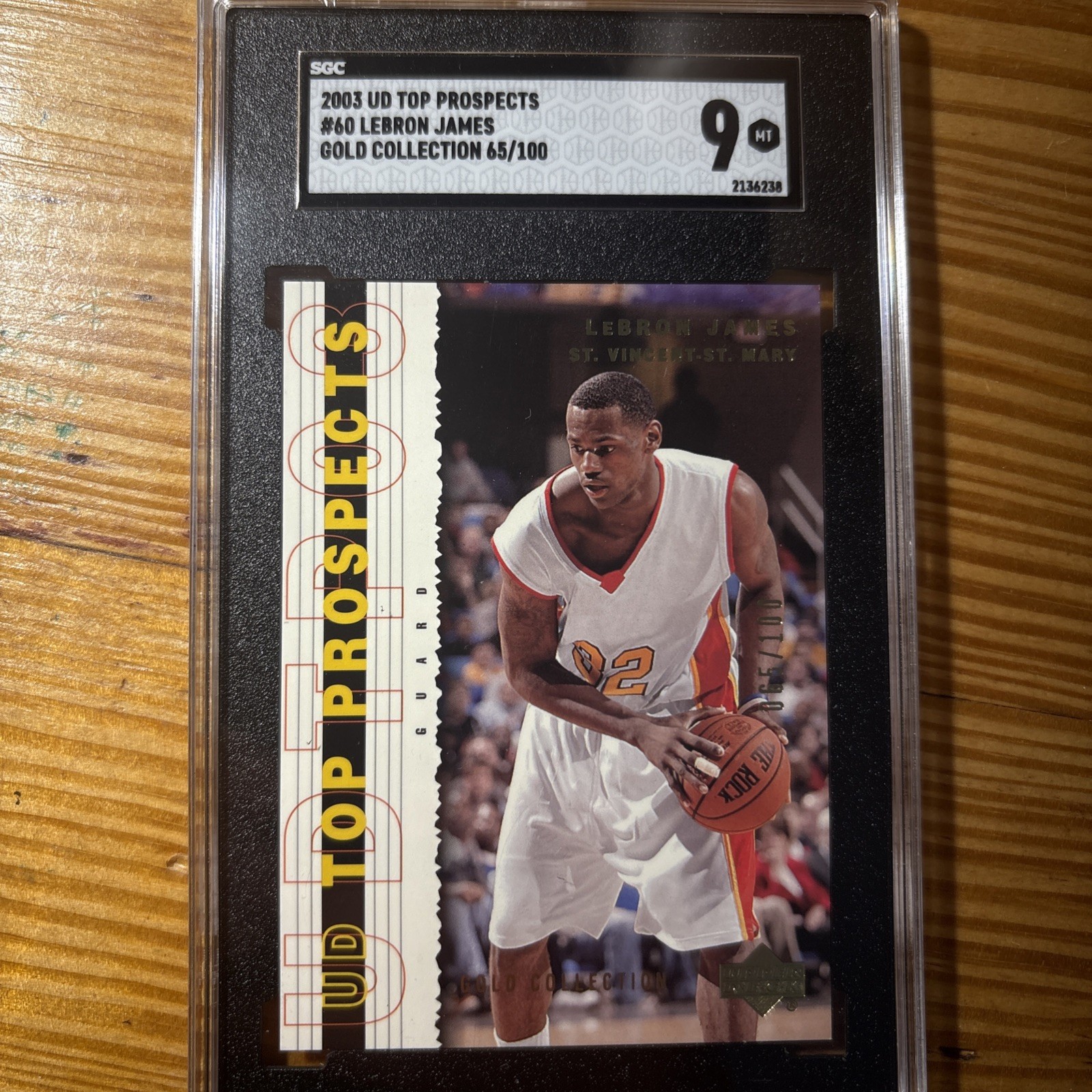 LeBron James 2003 UD Top Prospects #60 Gold Collection /100 SGC 9 RC Rookie
