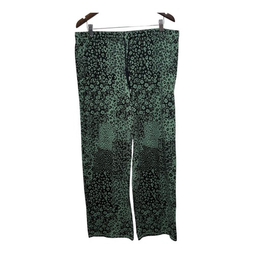 Cuddl Duds Sleep Pants Womens XL Green Patchwork Elastic Waist Pull On PJ Lounge