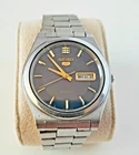 VTG SEIKO 5 Men's Automatic Watch Stainless Steel  Black Dial w/Date 6309 Works!
