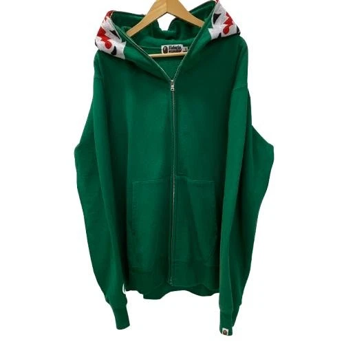 A BATHING APE (BAPE) Felpa con cappuccio zip intera usata A Bathing Ape Tiger 001Zpj801011M parka verde taglia 2Xl