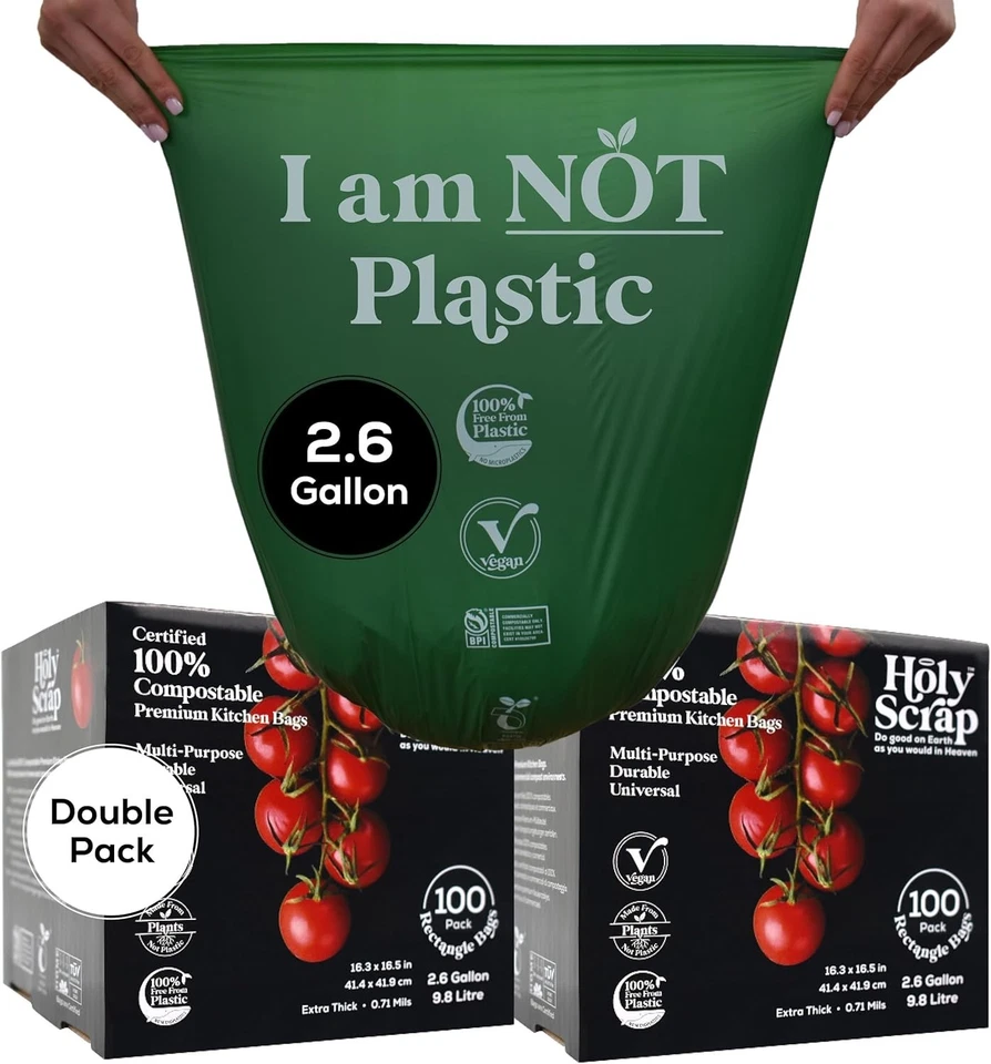 Eco-Friendly Compostable Trash Bags - 2.6 Gallon, 200 Count for Kitchen Waste - Image 3 of 4