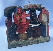 Carrello asino siciliano XIX secolo elemento decorativo intagliato - Fuga in Egitto