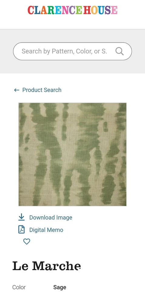 Clarence House Le Marche鼠尾草面料3 1/4码  — 第 4/4 张图片