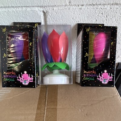 Musical Candle Lotus Flower RAINBOW Birthday Party Supply