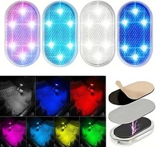 4Pcs Car LED Lights Interior Wireless 7 Color, 6 Bright LED Lamp Rechargeable