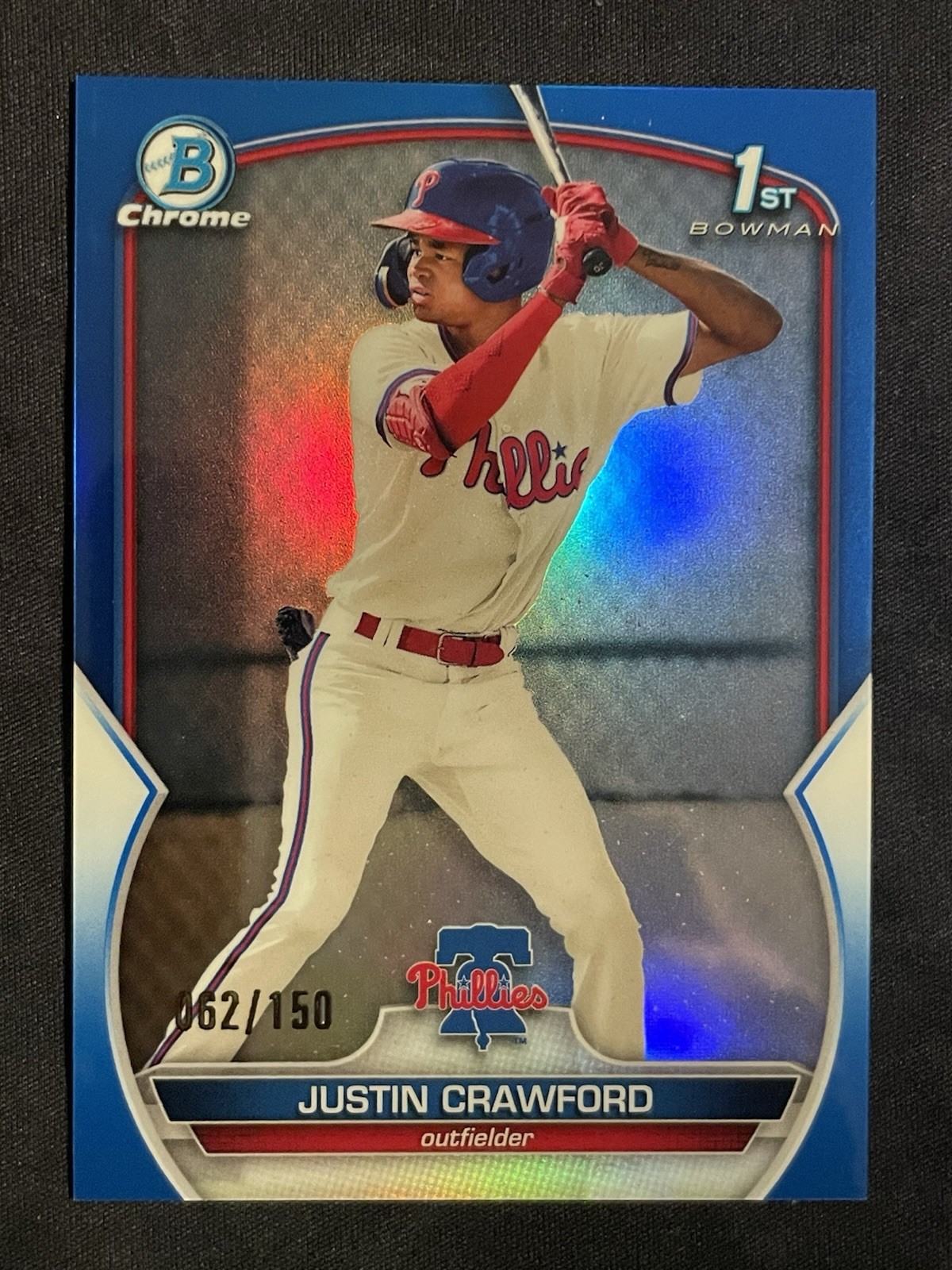 2023 Bowman Chrome 1st Justin Crawford #BCP3 True Blue Refractor 1st #62/150