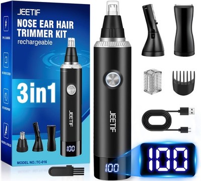 Nasenhaartrimmer 3in1 USB aufladbar Ohrhaar Augenbrauen schmerzfrei Herren Damen