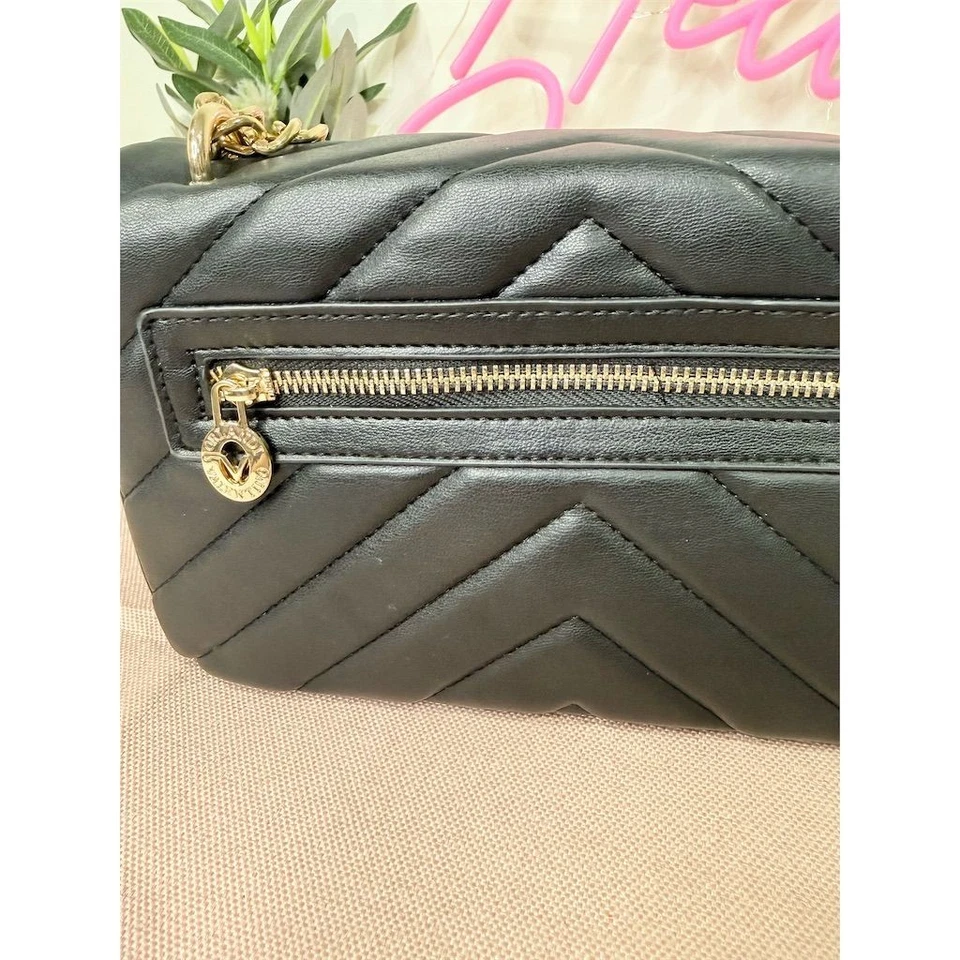 Valentino Orlandi Negro Acolchado Vegano Cuero Suave Bolso de Hombro Correa de Cadena  Foto 4 de 4