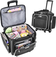 Rolling Craft Bag, Tote Bag with Wheels for Women, Rolling Teacher Bag with