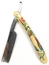 Antique 1910s Straight Razor Atlantic Cutlery Nude Goddess Figural Celluloid