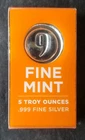 9 Fine Mint 5oz Silver Bar in a Plastic Box