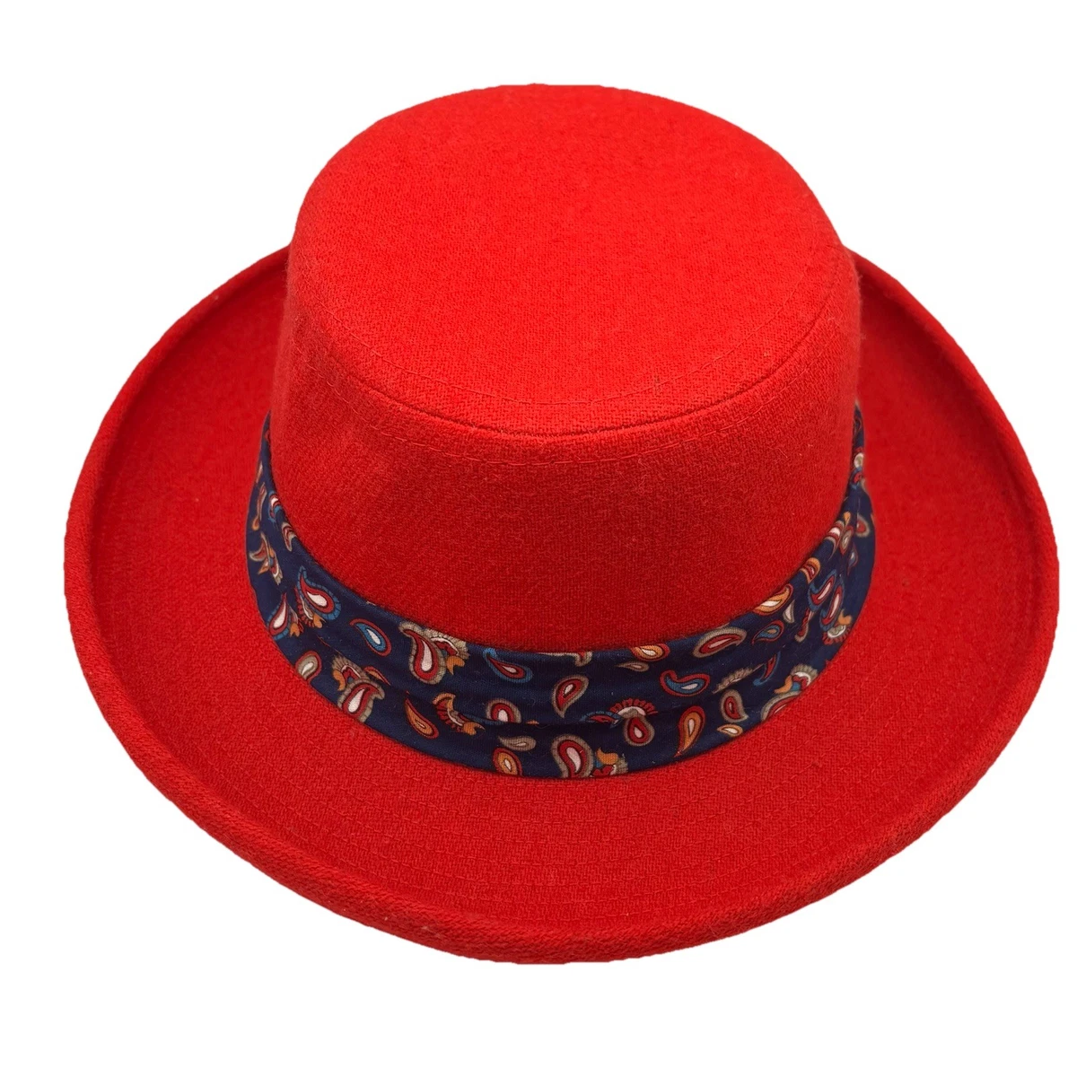 Vanity Faire Hat Solid Red 20s Vintage Woven Couture Handmade Ladies\' Size 7 1/4 Womens 1920s Look 100% Wool Beret Beanie Cloche Bucket  main image 4