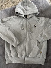Men  s OVO Drake Hoodie Grey Zip Up Size Medium Used Gold And Black Owl