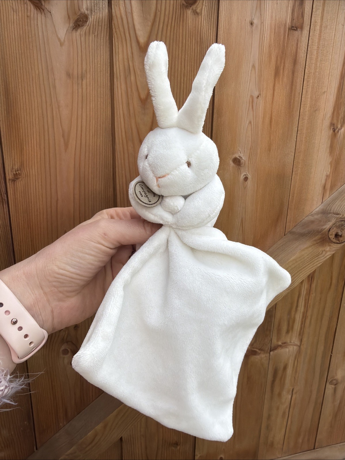 dou dou et compagnie white bunny rabbit blankie comforter dc303 lapin