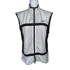 Vintage Nike Windbreaker Vest White Black Full Zip Reflective Size Large Y2K