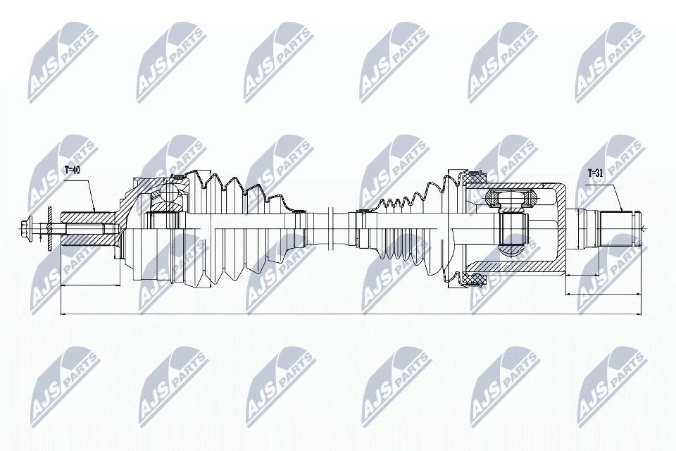 NTY Drive Shaft NPW-VV-021 For Volvo Front Axle Left 615 mm