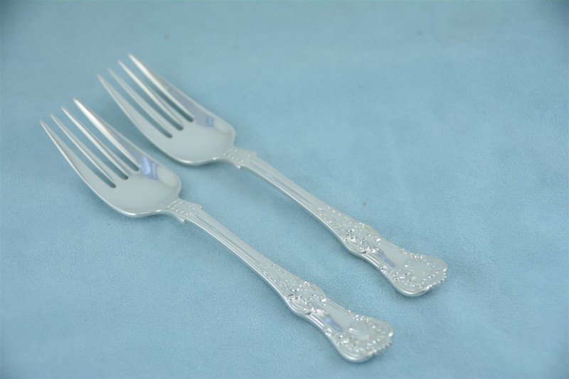 2 Tiffany English King Sterling Silver 6" Pastry Fork No Monogram