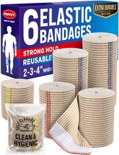 Premium Elastic Bandage Wrap 6pack 2x2in 2x3in 2x4in Self Closing Strong