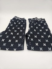 Two Pairs Boy's Black  White Hurley Pajama Pants, Size 10