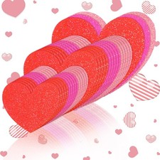 90 Pcs Glitter Heart Cutouts 3 Color Paper Shapes Valentines Decor 3 Sizes