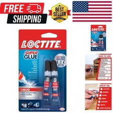 Super Glue Liquid, Clear, 0.07 fl oz Tube, 2 Pack - Superglue for Plastic, Wo...