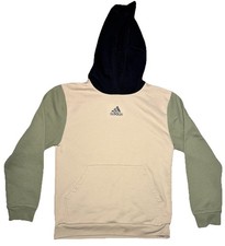 Adidas Youth Fleece Graphic Logo Pullover Hoodie Tan/Green Size XL 18/20 See Pic