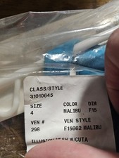 David’s Bridal Bridesmaid Dress sz 4 Malibu Blue/Long Beaded U-neck/Ruched Waist