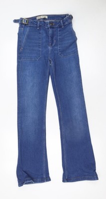 Zara Damenjeans blau Größe 8 hoher Bund gerader Gürtel Z1975