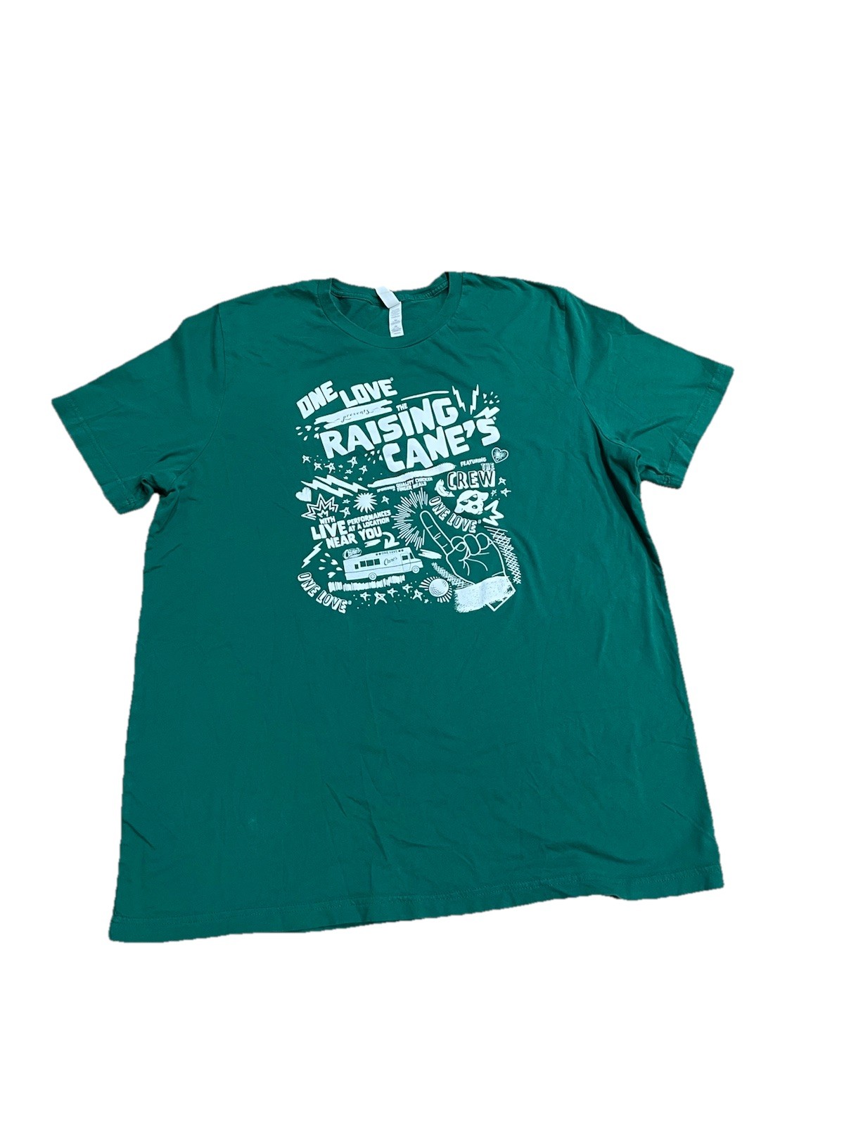 Raising Cane’s One Love Graphic Print Crew Neck Short Sleeve T-Shirt Green 2XL