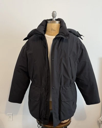 Vintage Eddie Bauer Ridge Line Goose Down Puffer Jacket Men’s MEDIUM Black  - product listing photo