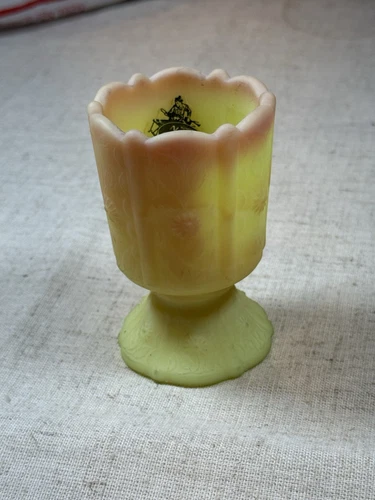Fenton Burmese Uranium Satin Toothpick Holder/Notive
