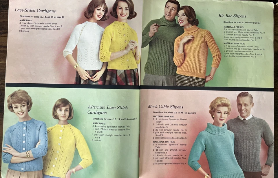 1963 Spinnerin #309  101 Ideas Knitting Patterns Sweaters Women~Men~Children - Image 3 of 4