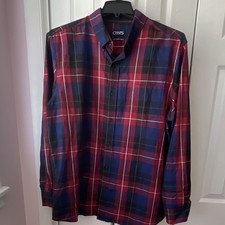 Men’s Chaps Red Blue Plaid Dress Shirt  SIZE XL