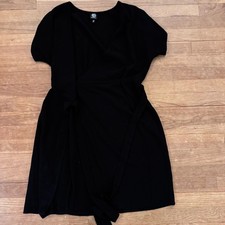 Bobeau Black Short Sleeve V-Neck Wrap Mini Dress Size XS b49