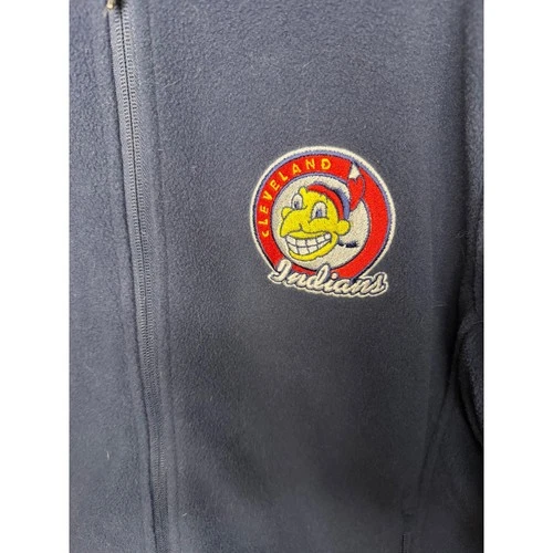 Port Authority Cleveland Indians Chief Wahoo Fleece Jacket Navy Blue Mens Large image 2