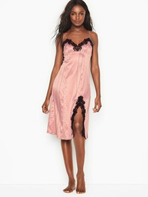 Victoria's Secret Pink with Black Lace Floral Embroidered Midi Slip Dress - L | eBay Victoria's Secret Pink with Black Lace Floral Embroidered Midi Slip Dress - L | eBay