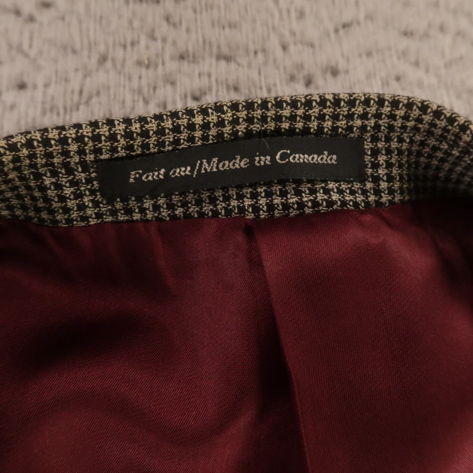 Chaqueta Hopsack 2XL Beige Negro Pata de Gallo Cuadros 100% Lana Blazer Abrigo Deportivo 52R Foto 3 de 4