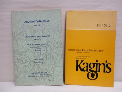 2 US Paper Money Auction Catalogs Numismatic Gallery 1951 Kagins 324th Sale 1981