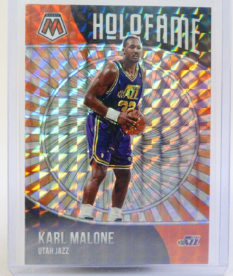 2020-21 Panini Mosaic HoloFame Mosaic Orange Fluorescent #15 Karl Malone