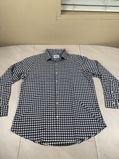 Mizzen + Main Shirt Mens L Black Checkered Button Up Trim Fit Made In USA