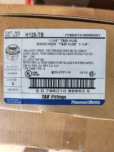 Thomas & Betts H125-TB 1-1/4" ZINC CONDUIT HUB (Box of 5)