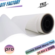 23.6" x 328' DTF Transfer Film Premium PET Roll Double Sided Warm Peel