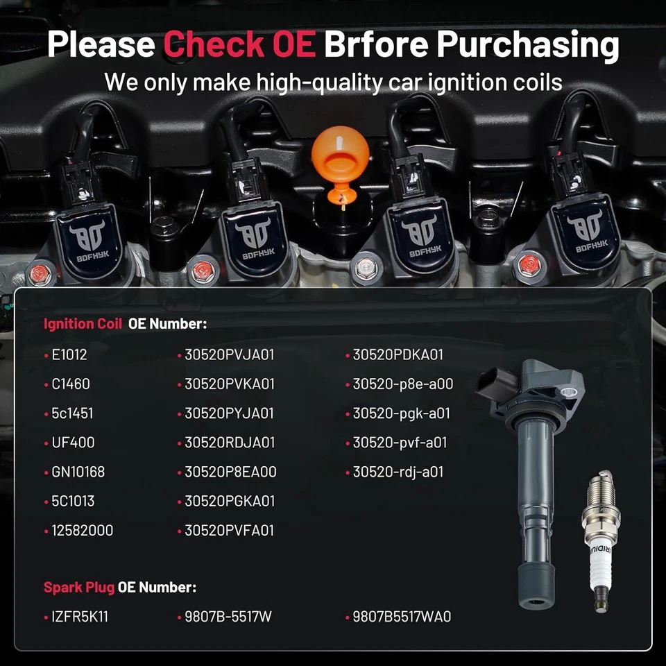 6 Pack Ignition Coils and Iridium Spark Plugs For Honda Pilot Odyssey Saturn Vue Foto 4 de 4