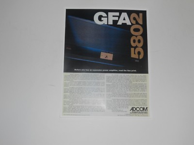 ADCOM GFA-5802 Audiophiler Verstärker Ad, 1 Page, 1997, Artikel Und Info