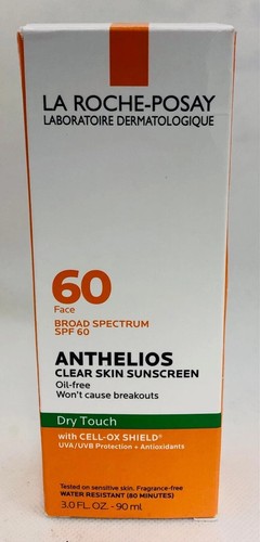 NIB La Roche-Posay Anthelios Clear Skin SPF 60Dry Touch Face 3oz 01/27damage box