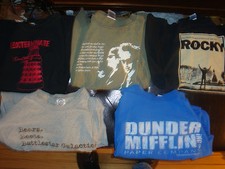 Five Slightly Damaged TV/Movie T-Shirts Dr. Who Office Boondock Saints Rocky