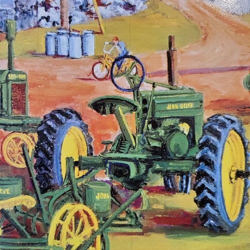 2003 John Deere Metal Tray Signed Dorothy Paul "Spring Plantin" w/Wall Hanging - Picture 3 of 9