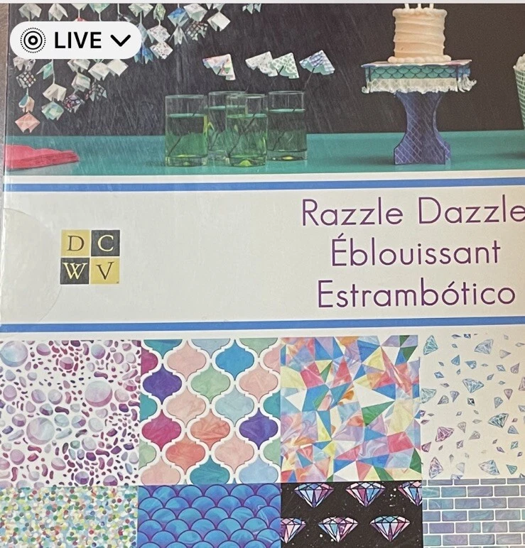 Almohadilla apilable de papel DCWV 12x12 RAZZLE DESLUMBRAMIENTO arco iris joyas brilla 30/48 páginas Foto 2 de 4