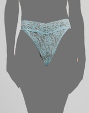 28 Hanky Panky Women's Blue Bride Low-Rise Sheer Lace Thong Panties Size OS