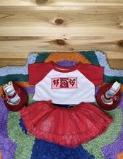 Vintage Build A Bear Valentines Day 3 Piece Set- Red Sequin Top, Tutu, Shoes